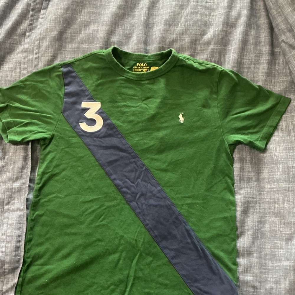 Polo by Ralph Lauren Green Tee with Navy Stripe
